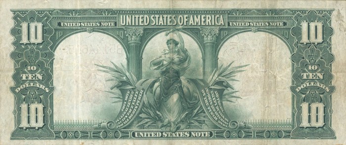 1901 10 Dollar Bill Reverse