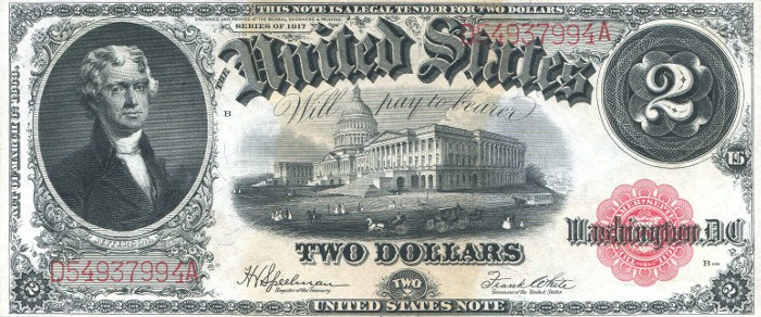 1917 2 Dollar Bill
