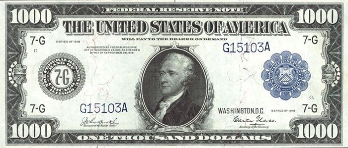 1918 1000 Dollar Bill