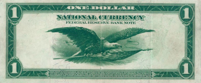 1918 One Dollar Bill Reverse