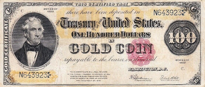 1922 100 Dollar Gold Certificate