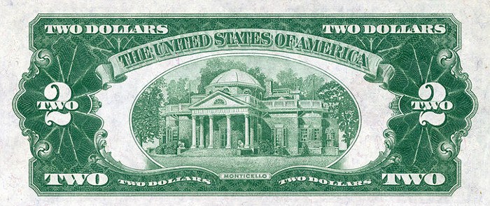 1928 2 Dollar Bill Back