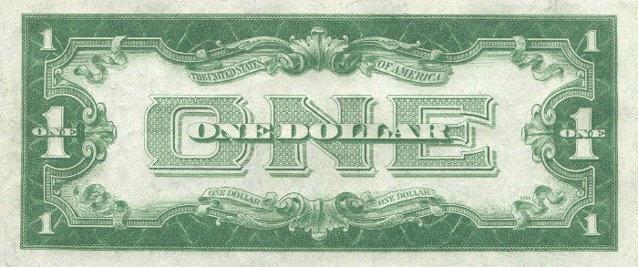 1928 One Dollar Silver Certificate Back