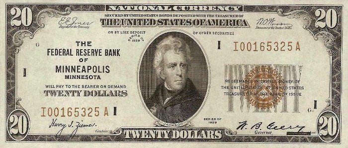 1929 20 Dollar Federal Reserve Bank Note