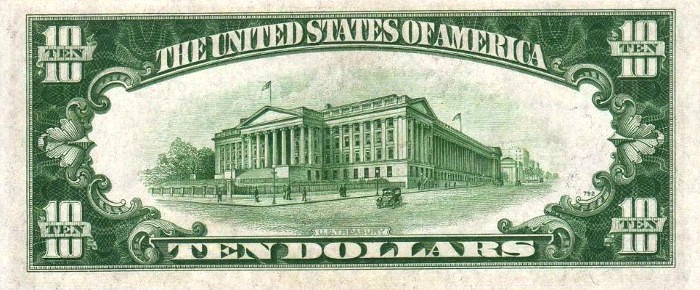 1934 10 Dollar Bill Back