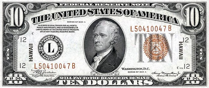1934 10 Dollar Hawaii Note
