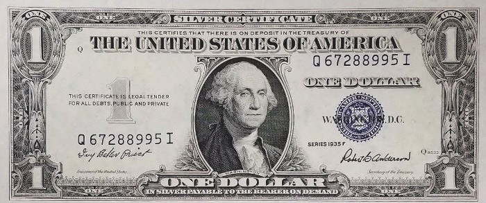 1935 One Dollar Silver Certificate
