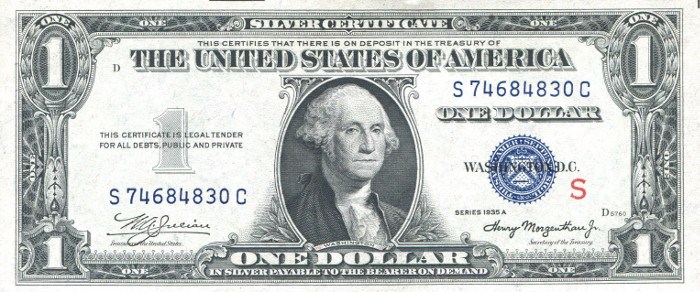 1935A One Dollar Red S Experimental Silver Certificate