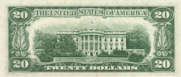 1950 20 Dollar Bill Reverse