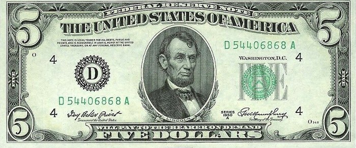 1950 5 Dollar Bill