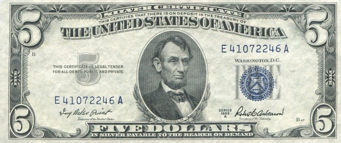 1953 Five Dollar Silver Certificate