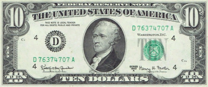 1963 10 Dollar Bill