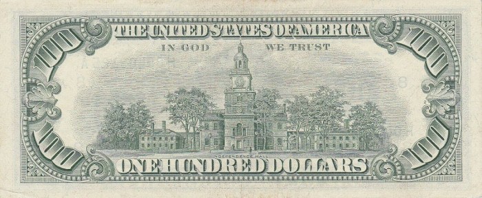 1963 100 Dollar Bill Reverse