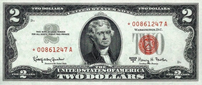 1963 Two Dollar Bill Value Chart