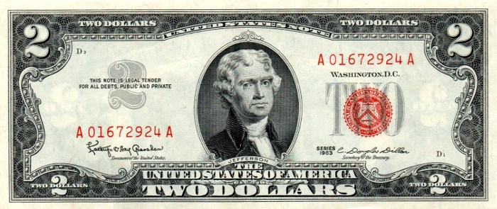 1963 2 Dollar Bill