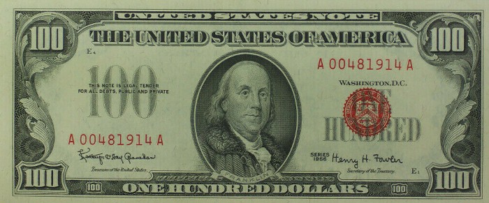 1966 Series 100 Dollar Bill