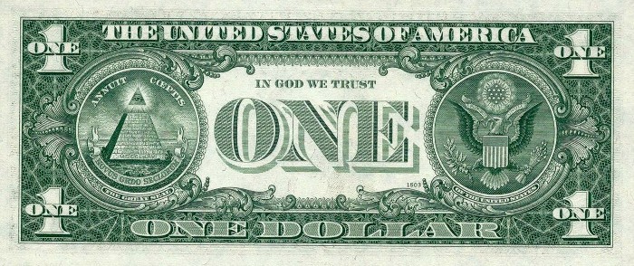 1969 One Dollar Bill Reverse