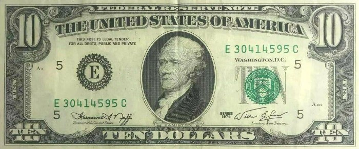 1974 10 Dollar Bill