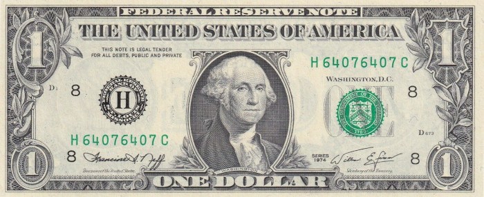 1974 One Dollar Bill