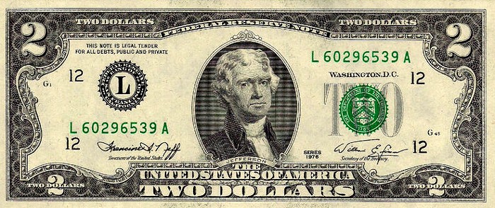 1976 $2 TWO DOLLAR BILL PHILADELPHIA C UNCIRCULATED