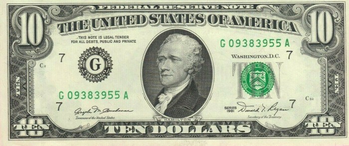 1981 10 Dollar Bill