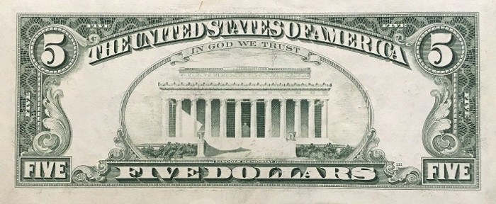 1981 5 Dollar Bill Reverse