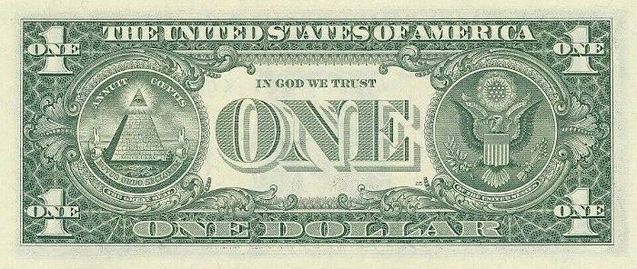 1981 One Dollar Bill Reverse