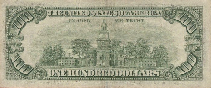1981 Series 100 Dollar Bill Reverse