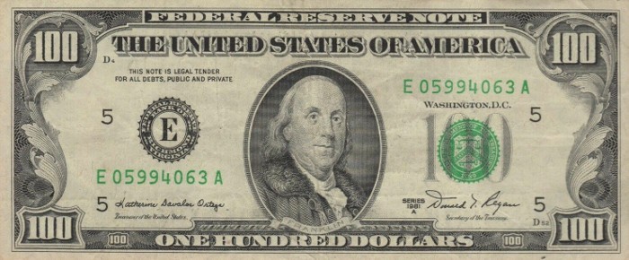 1981 Series 100 Dollar Bill