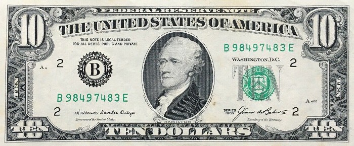 1985 10 Dollar Bill