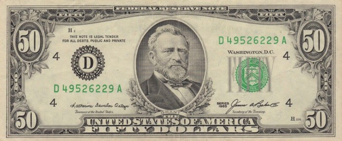 1985 50 Dollar Bill