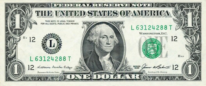 1985 One Dollar Bill