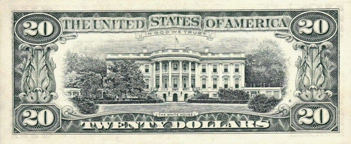 1990 20 Dollar Bill Reverse