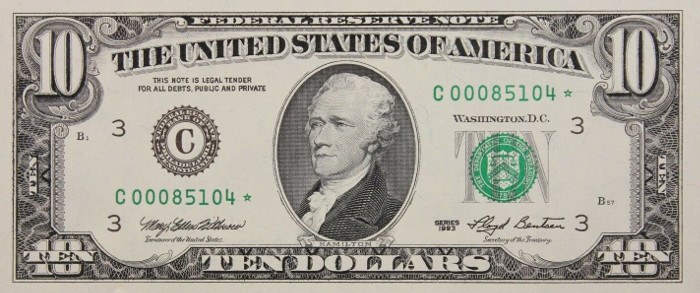 1993 10 Dollar Bill