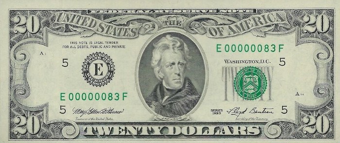 1993 20 Dollar Bill