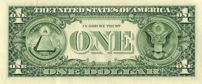 1995 One Dollar Bill Reverse