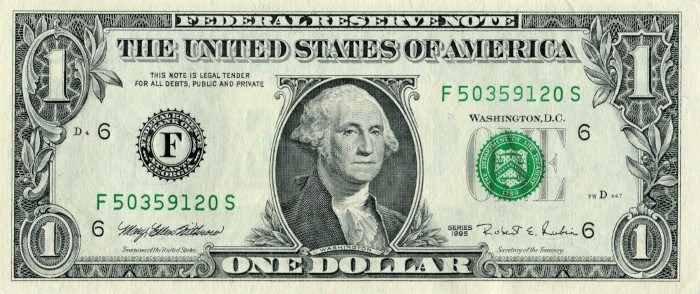 1995 One Dollar Bill