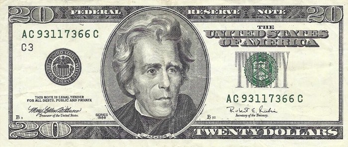 1996 20 Dollar Bill