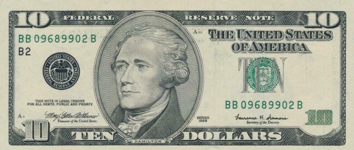 1999 10 Dollar Bill