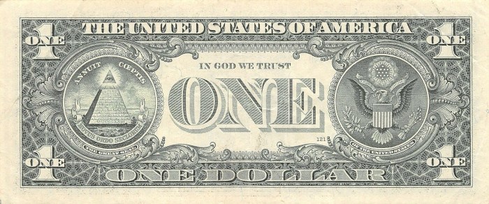 1999 One Dollar Bill Reverse