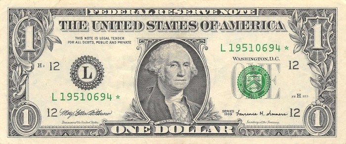 1999 One Dollar Bill