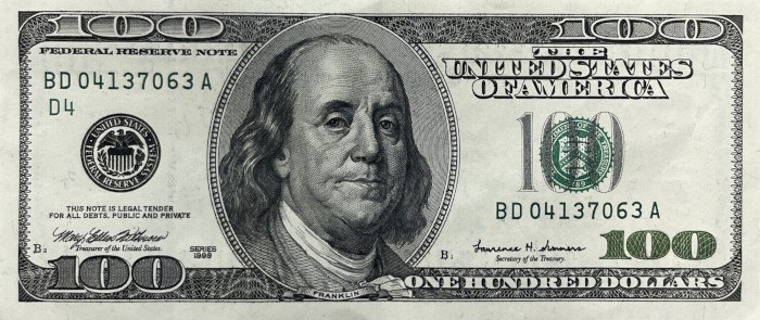 1999 Series 100 Dollar Bill