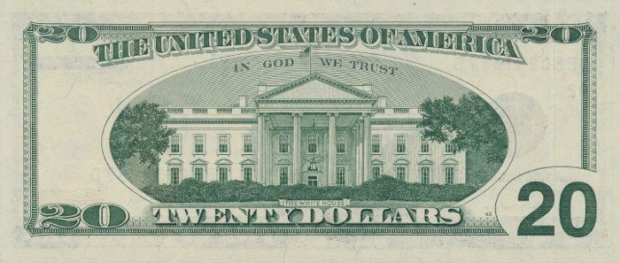 2001 20 Dollar Bill Reverse