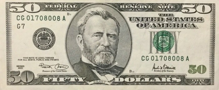 2001 50 Dollar Bill