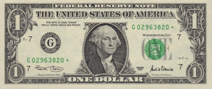 2001 One Dollar Bill