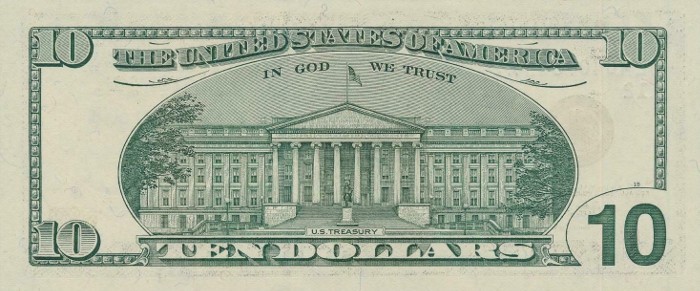 2003 10 Dollar Bill Reverse