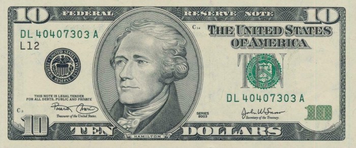 2003 10 Dollar Bill