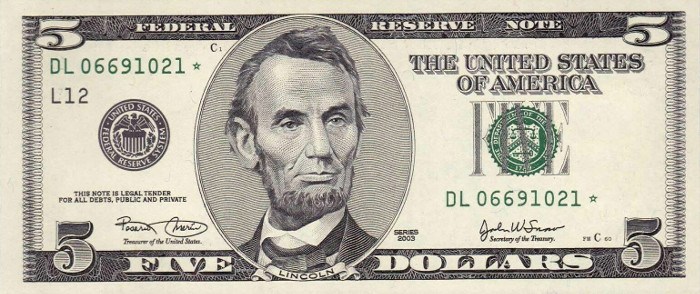 2003 5 Dollar Bill