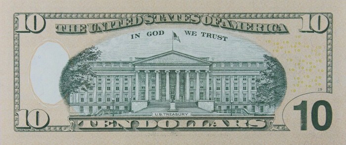 2004 10 Dollar Bill Reverse