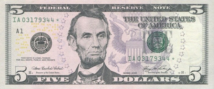 2006 5 Dollar Bill